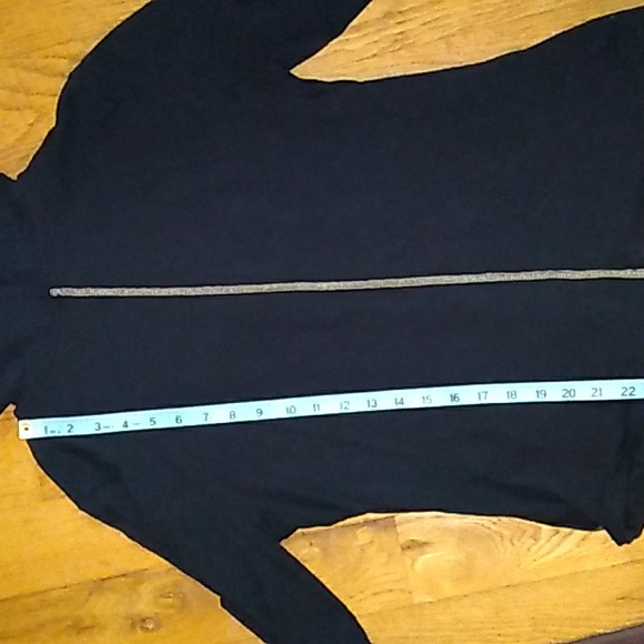 J.Jill Black Knit Hoodie w/Tan WhipStitch Zipper Cardigan Sz Medium VNUC ♥ - Picture 3 of 16